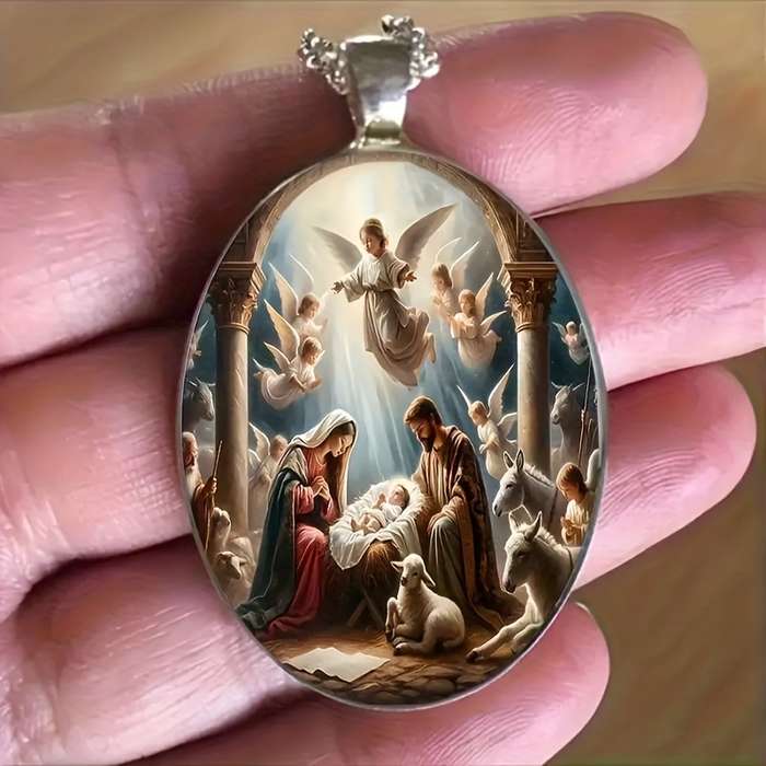 1 Piece Silvery Jesus Theme Pendant