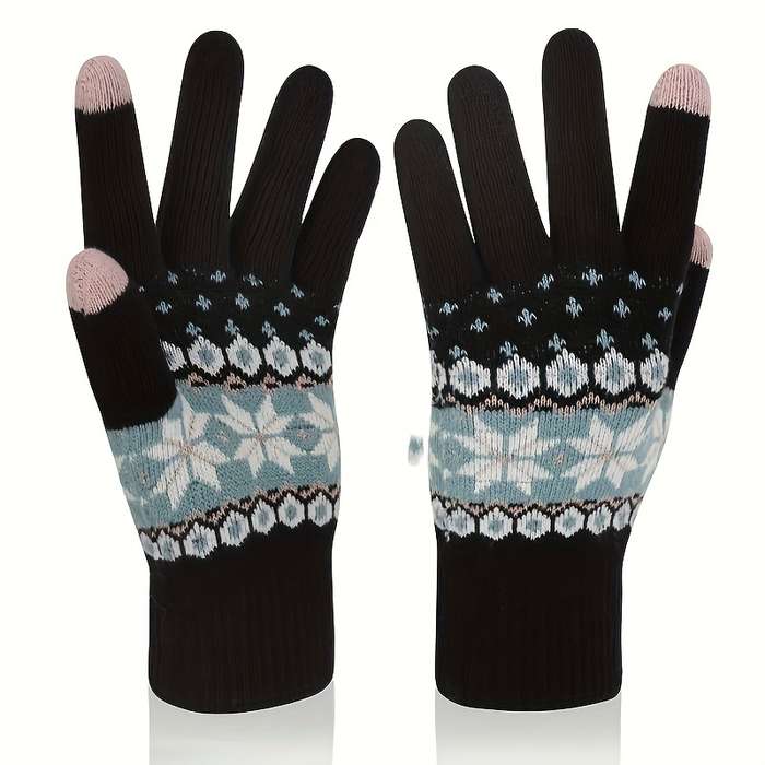 1 Pair Black Warm Gloves