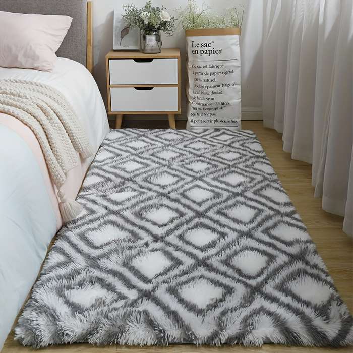 1Pc White background gray square 40x120cm 15.75x47.24inch Floor Mat