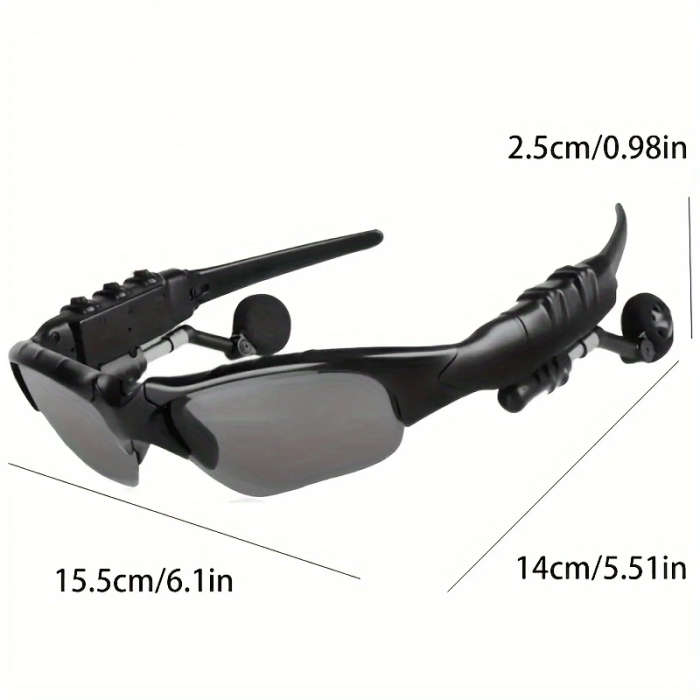 1pc Wireless Smart Glasses Headset Wireless Stereo Sound USB Rechargeable PVC Material Hands-Free Ca