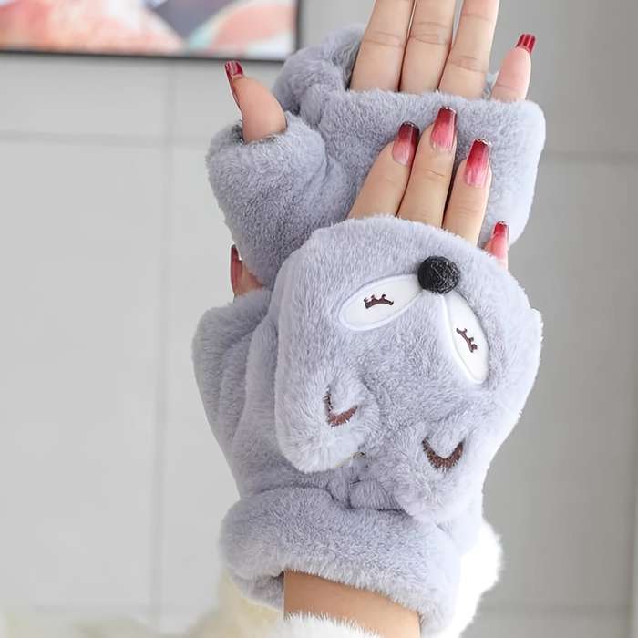 1 Pair Grey Warm Gloves