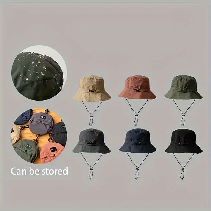 1pc Quick-Dry Foldable Sunscreen Hat Unisex Adjustable Rope Closure Ideal for Fishing Hiking