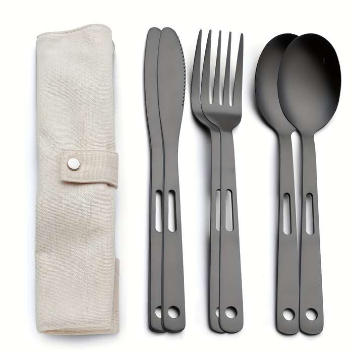 6pcs Stainless Steel Outdoor Camping Cutlery Set Modern Minimalist Design 2 Forks 2 Knives 2