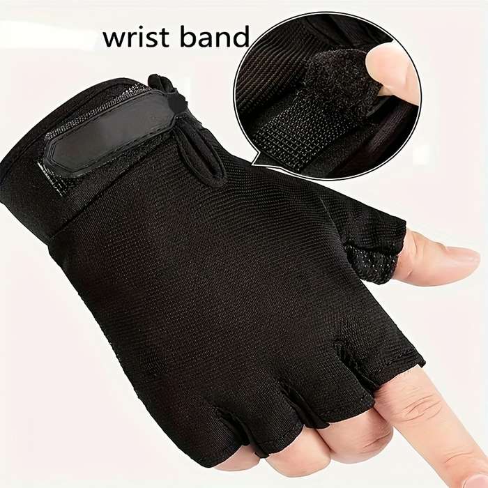 1 Pair Black Size M Outdoor Sports Gloves