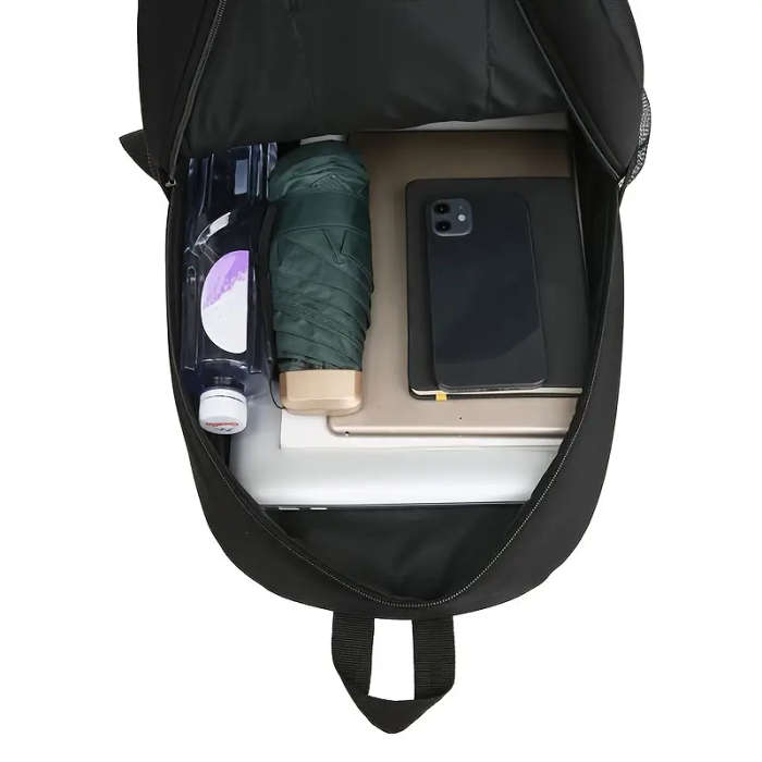 1pc Fashionable Large Capacity Backpack Casual Solid Color Nylon Material with Tassel Embellishment