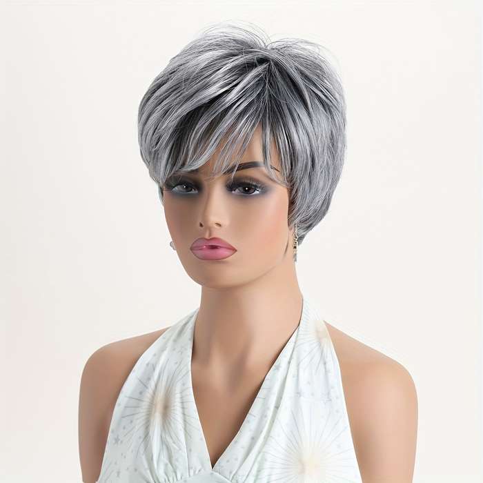 1Pc Silvery Gray 25.4cm Fashion Design Wig