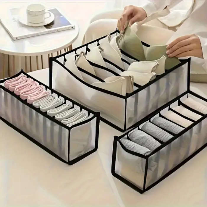 Set of Three Non-Woven Fabric Storage Boxes