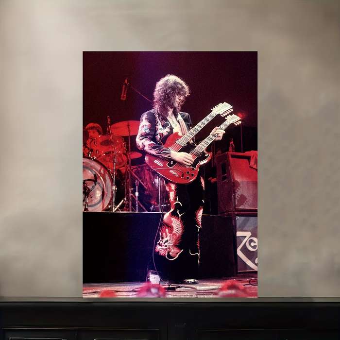 1pc Vibrant Frameless Jimmy Page Band Concert Poster HD Canvas Wall Art 30.48x45.72 cm Durable