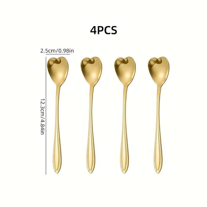 4pcs Stainless Steel Coffee Spoon Set Creative Dessert Spoons for Sugar Stirring Ice Cream