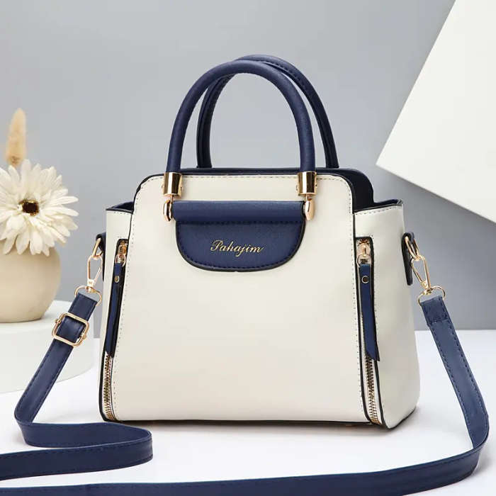 1pc Elegant Faux Leather Handbag for Women Large Capacity Shoulder Bag with Fixed Strap Solid