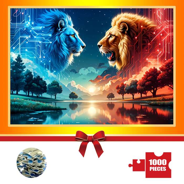 1000pcs Lion Puzzle Challenging DIY Brain Teaser Cardboard Jigsaw Vibrant Colors