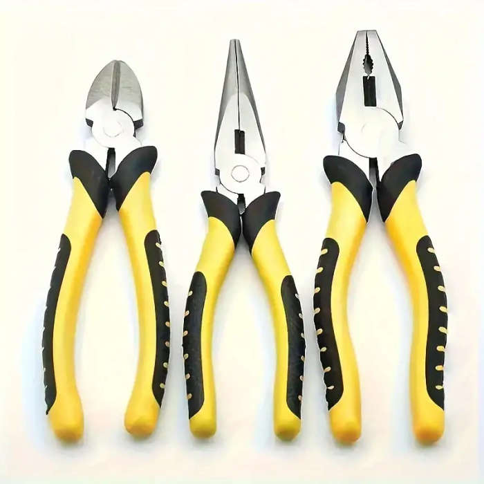 3pcs Titanium Steel Pliers Set Anti-Slip Rust-Resistant with Wire Cutter Diagonal Stripping Tools