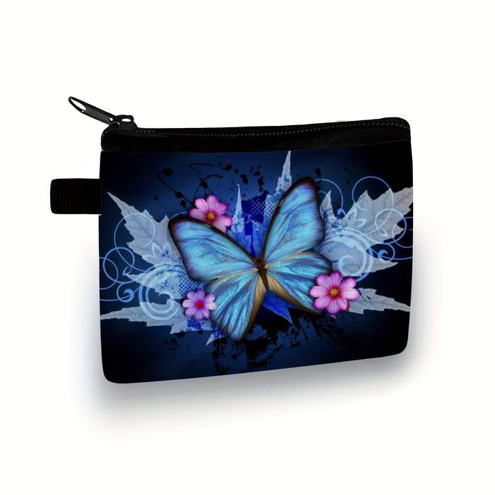 1pc Butterfly Print Polyester Coin Purse Casual Style Women's Wallet with Key Card Slot