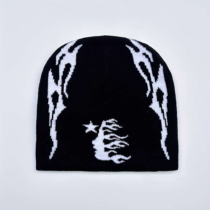 1pc Unisex Sports Skullies Beanies with Hell Star Double-Face Jacquard Design Acrylic Blend with