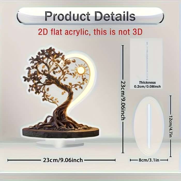 1pc 2D Flat  Bohemian Style Acrylic Tree of Life Decor Suitable for All Seasons Round Tabletop Dis