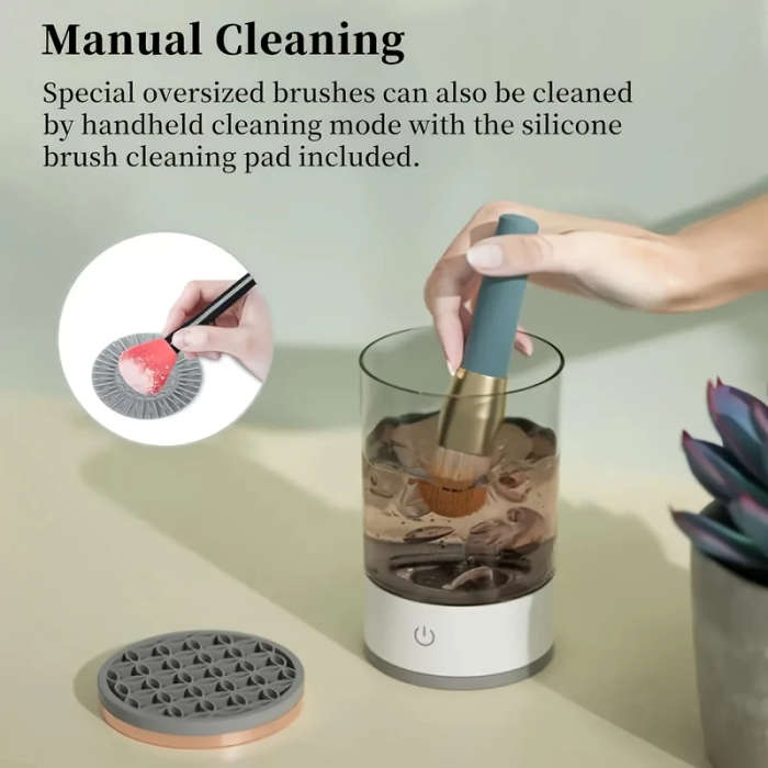 1pc USB-Powered Electric Makeup Brush Cleaner Dryer Automatic Spinning Design with Heating Function