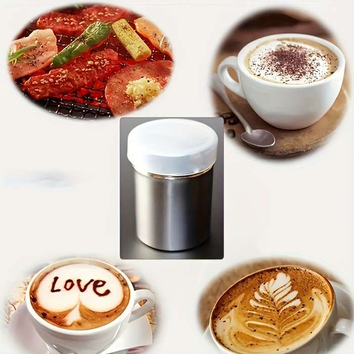 1pc Stainless Steel Powder Sugar Shaker Duster Fine Mesh for Precise Cocoa Cinnamon Coffee
