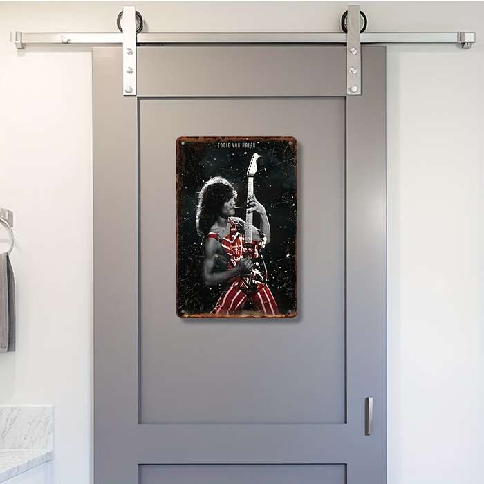 1pc Retro Eddie Van Halen Metal Tin Sign 20.32x30.48 cm Vintage Wall Art Decor Weather-Resistant