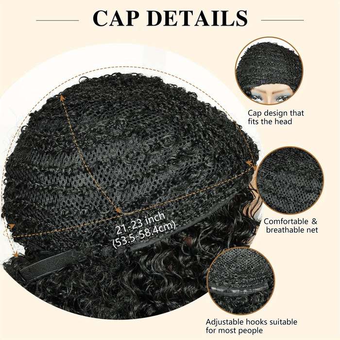 1Pc Black 35.56cm Fashion Design Wig