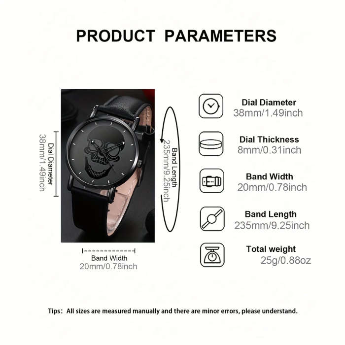 2pcs set Men'S Watches Stylish Digital Round Dial Quartz Watch with PU Woven Wrap Wristband Perfect