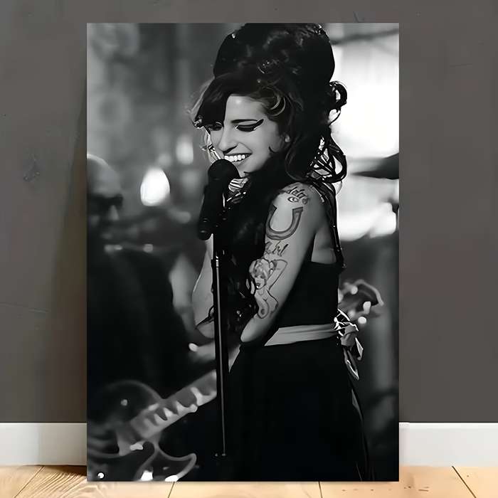 1pc 30.48x45.72 cm Frameless Pop Star Canvas Wall Art Black White Music Poster with Vibrant Per