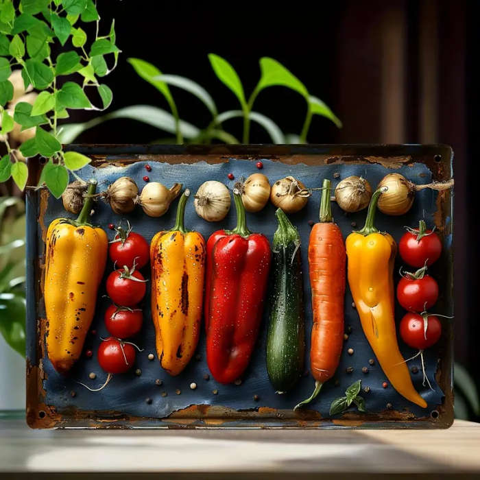 1pc 2D Flat Heat Wave Chili Pepper Vintage Metal Tin Sign 20.32cmx30.48cm Fun Wall Decor for Kitchen