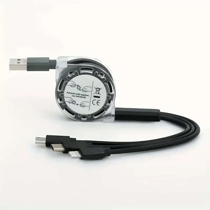 3 In 1 Retractable Multi Fast Charger Cable Random Colors
