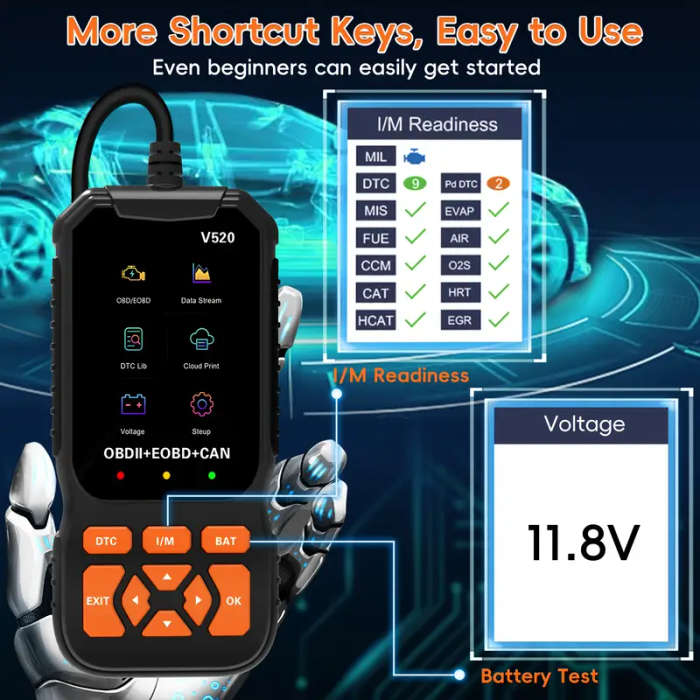 Professional OBD2 Scanner Tool Enhanced Engine Code Reader with Reset DTC Cloud Print I/M Readiness