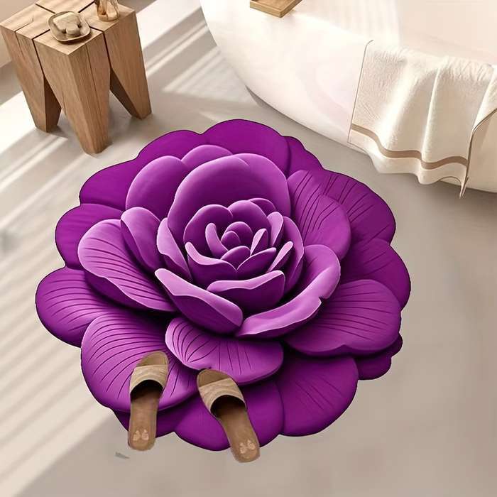 1Pc 80x80cm 31.5x31.5inch Blue Flower Floor Mat