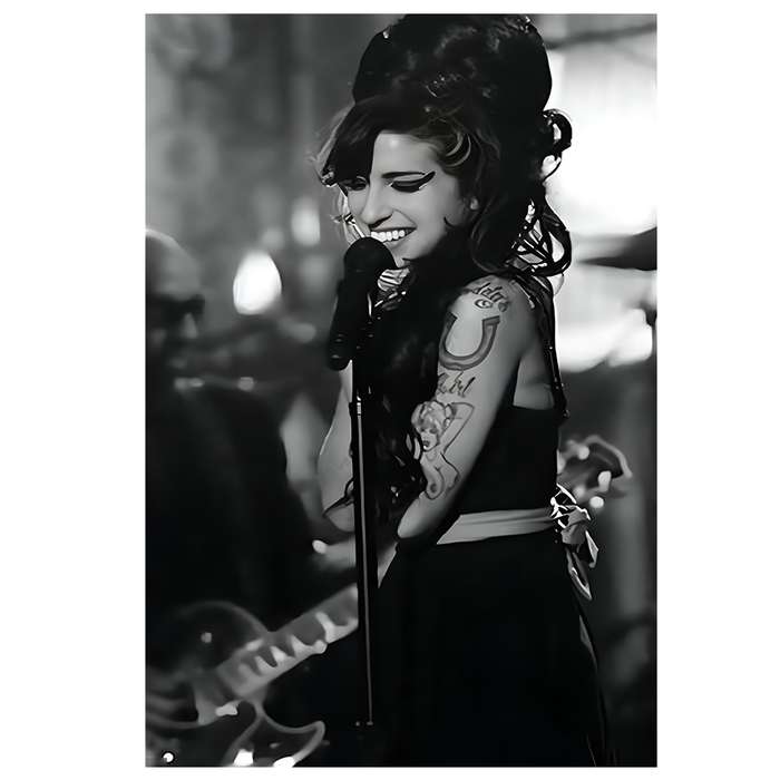 1pc 30.48x45.72 cm Frameless Pop Star Canvas Wall Art Black White Music Poster with Vibrant Per