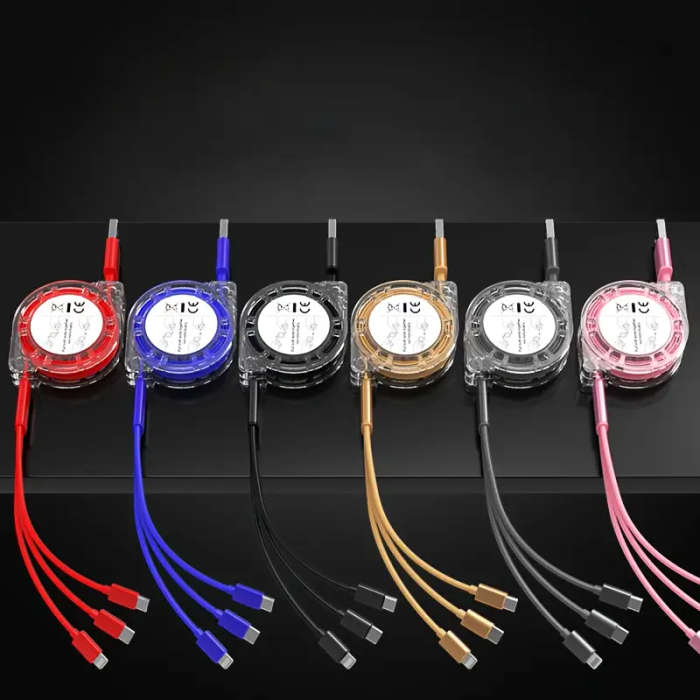 3 In 1 Retractable Multi Fast Charger Cable Random Colors