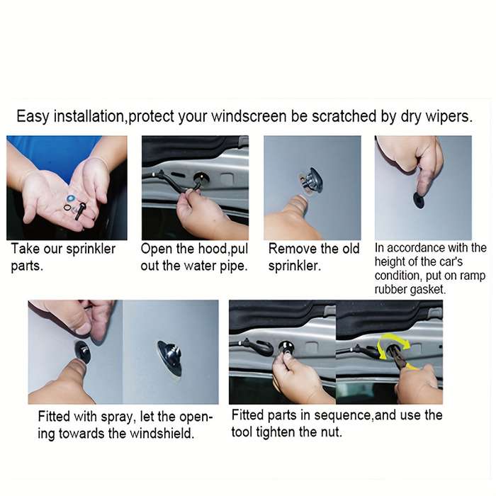 2Pcs Black Universal Aluminum Alloy Car Washer Wiper Jet Nozzles