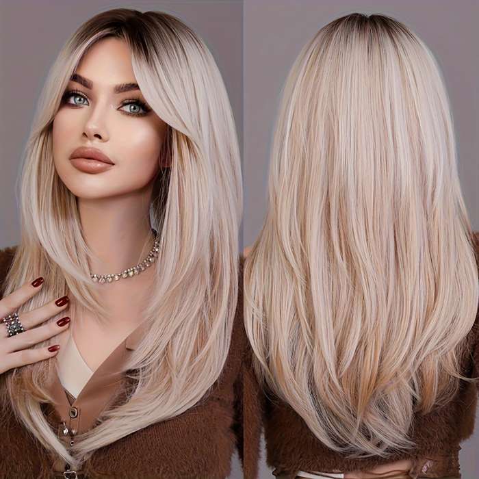 1Pc White Golden 60.96cm Fashion Design Wig