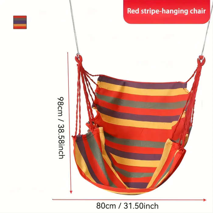 Casual Fabric Striped Hanging Chair, Portable Swing Hammock Durable Seat for Outdoor Travel Camping