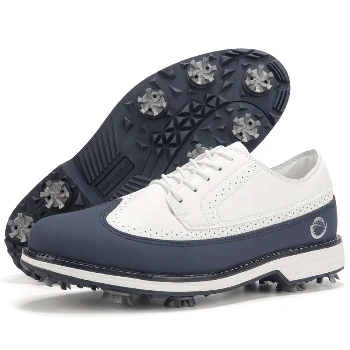 PU Leather Golf Shoe 2-Tone White&Blue