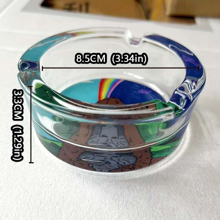 1pc Cartoon Monkey Glass Ashtray Round Decorative No Electricity Needed Ideal for Home Of