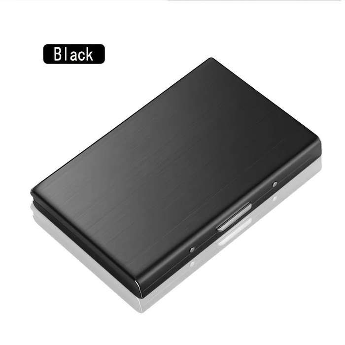 1pc Premium Stainless Steel RFID Blocking Card Holder for Men C Sleek Black Metal Wallet with Multi