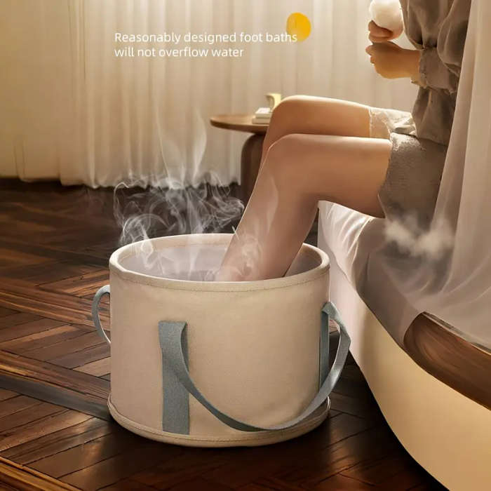 1pc Luxury Portable Foldable Foot Bath Tub Temperature-Controlled No Power Needed PEVA Material Odor
