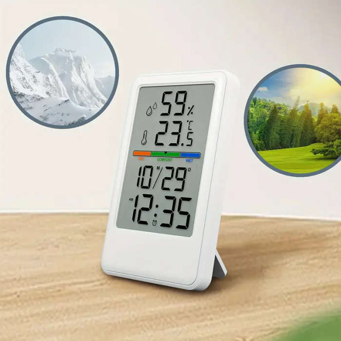 1pc Digital Hygrometer Thermometer Alarm Clock High Precision LCD Climate Indicator With Calibration