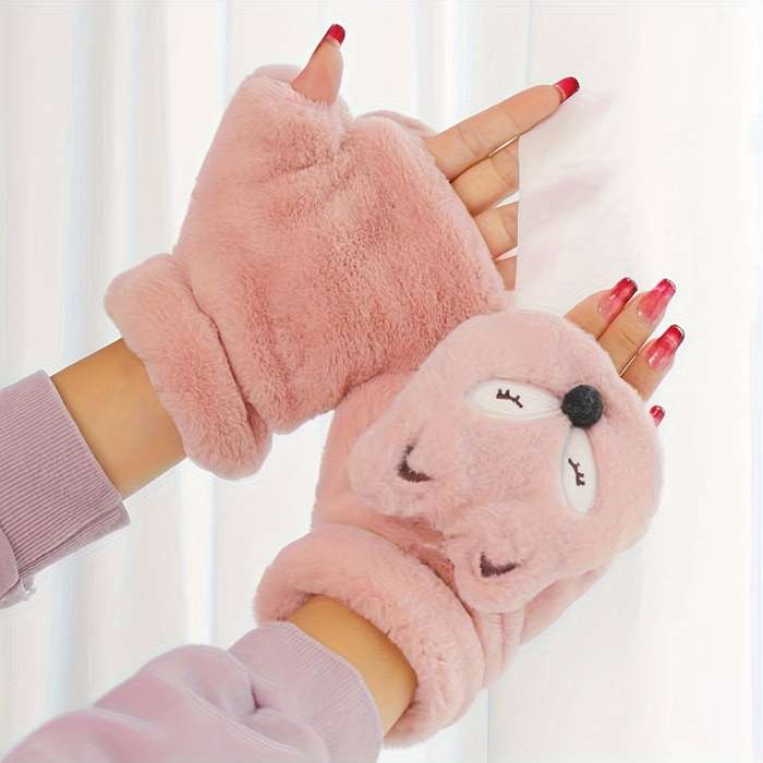 1 Pair Grey Warm Gloves