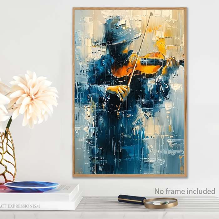 1pc A Frameless 2D Canvas Painting Featuring a Man Playing The Violin Oil Painting Poster Wall D