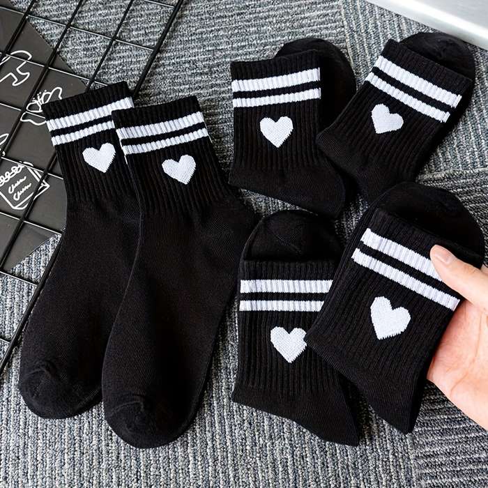 6 Pairs Black One Size High Elastic Socks
