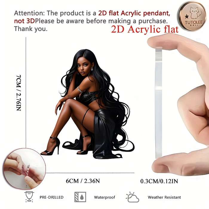 1pc 2D Flat  Acrylic Flat Pendant Classic Beauty Figure for Car Accessories Backpacks