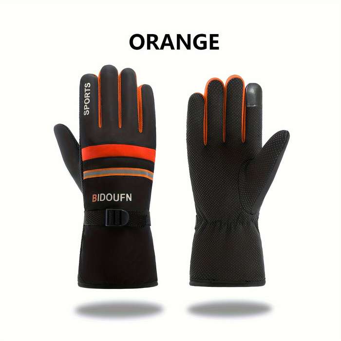 1 Pair Orange Warm Gloves