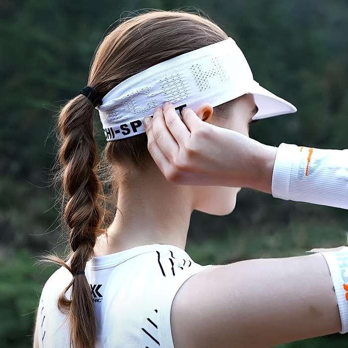 1pc Breathable Fabric Designer-Inspired Open-Top Baseball Cap with Eyelets Sweat-Wicking Light