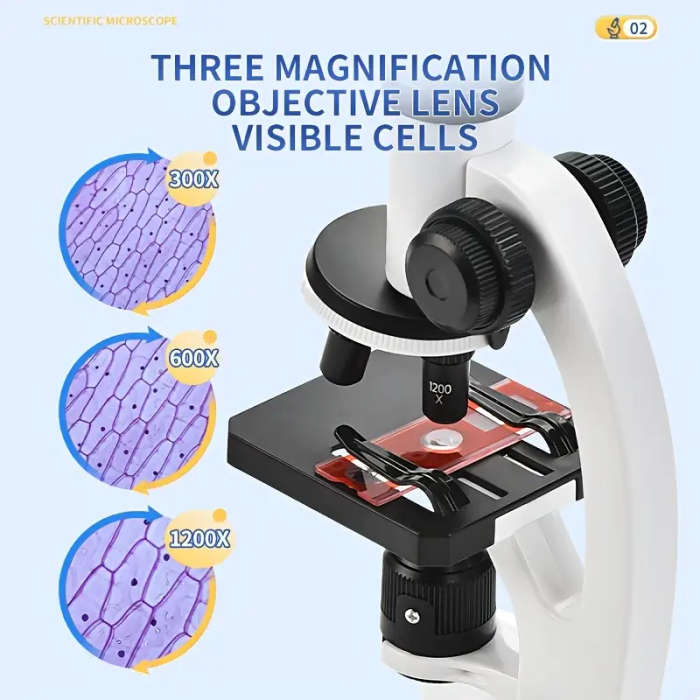 Microscope with 300-1200X Magnification, HD Optical System & Adjustable Color Filters, Smartphone Co