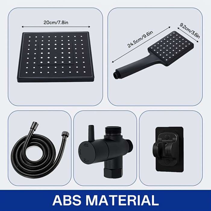 1PC Black Square Shower Set