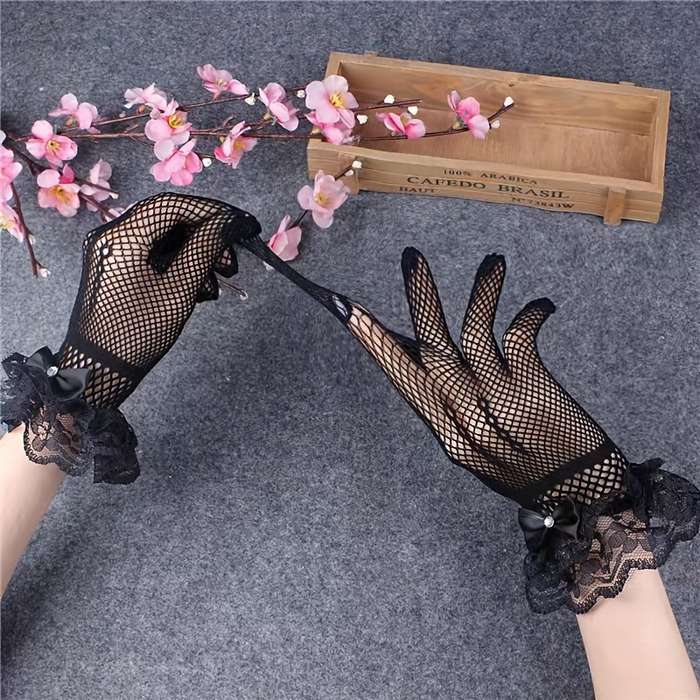 1 Pair Black Bridal Wedding Gloves