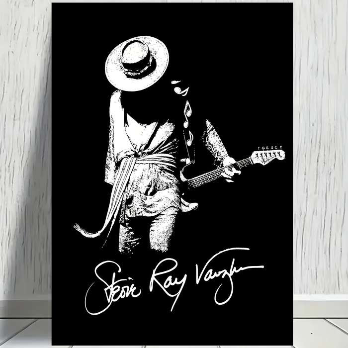 1pc Stevie Ray Vaughan Canvas Poster 30.48x45.72 cm Frameless Guitarist Art Print Black White