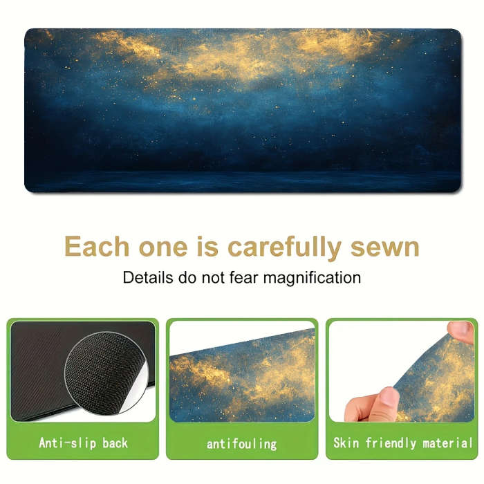 1pc 40x90cm Fantasy Deep Blue Golden Glitter Starry Sky Mouse Pad Soft Touch Office Desk Accessory